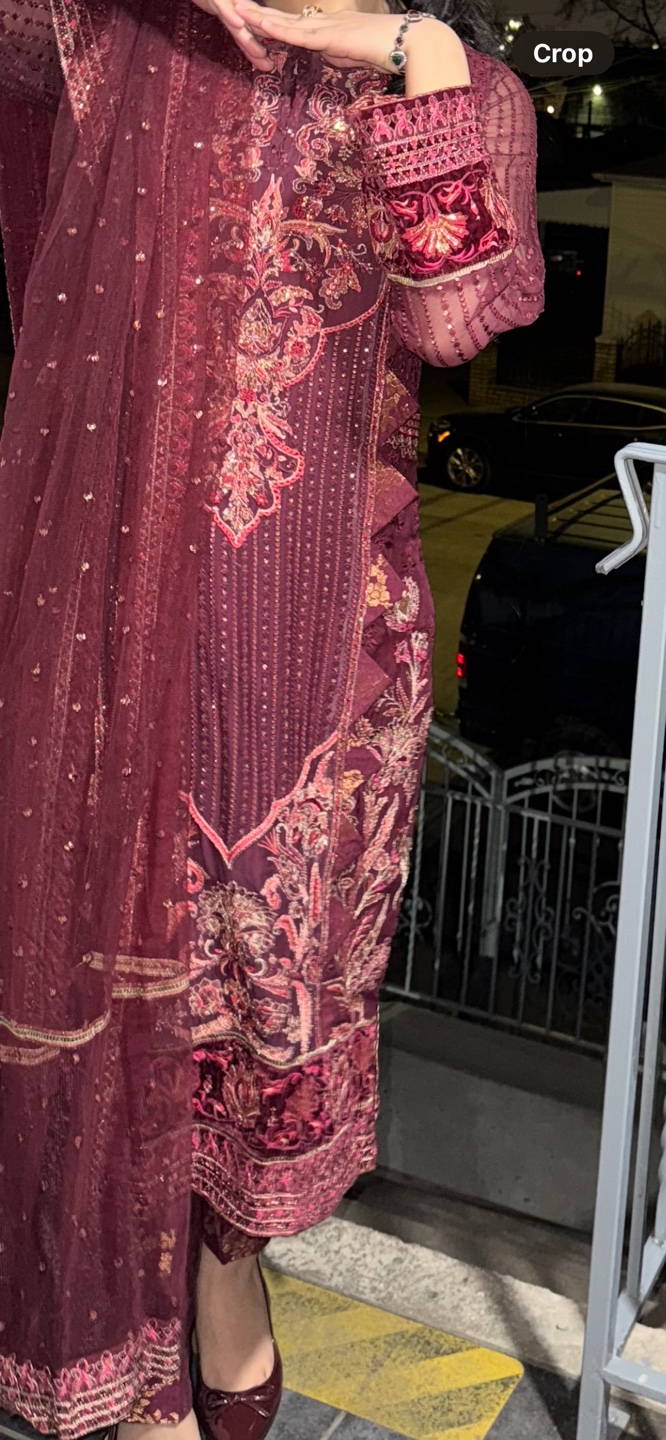 Burgundy Embroidered Pakistani Shalwar Kameez - photo 3