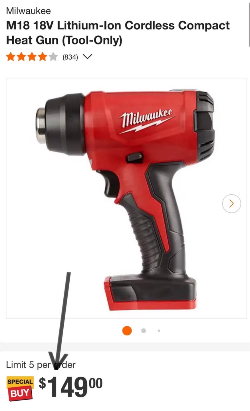 Milwaukee M18 18V Compact Heat Gun (Tool-Only)