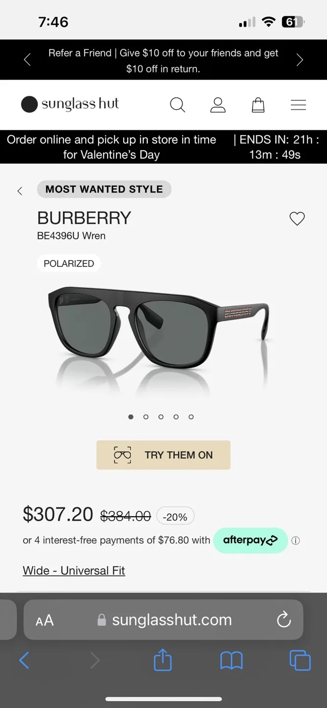 Burberry BE4396U Wren Sunglasses - Black - Polarized image indicator(4)
