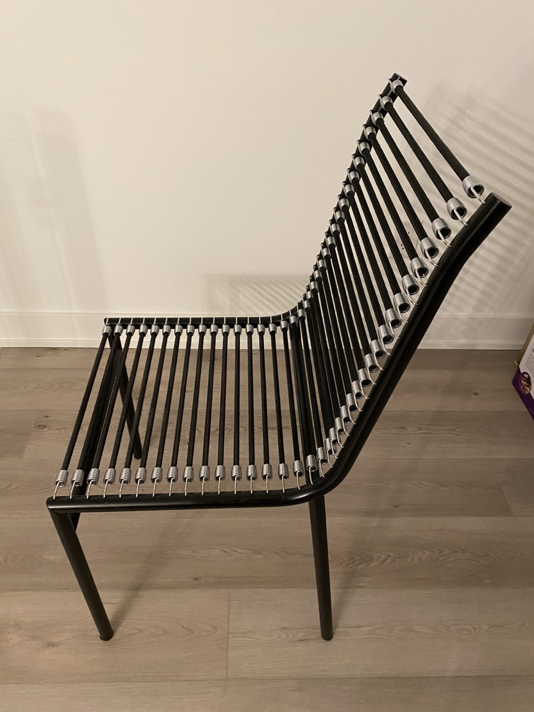 Modern Black Metal and Cord Chair
