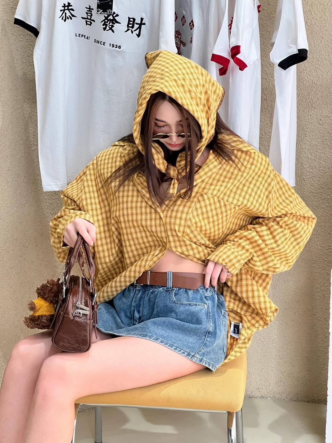 Yellow Gingham Oversized Shirt Jacket - photo 2