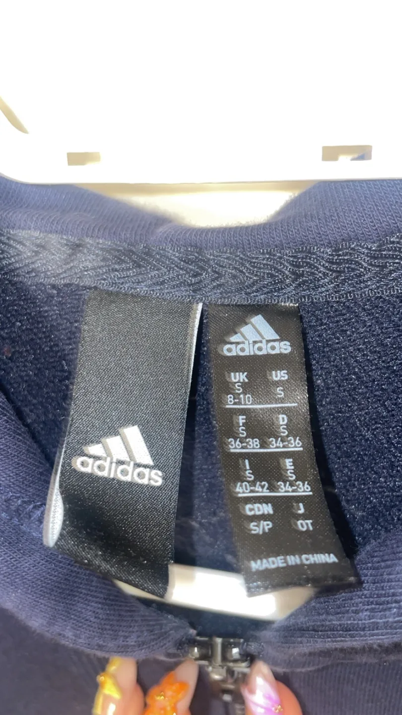Adidas Navy Blue Zip-Up Hoodie Size Small image indicator(2)