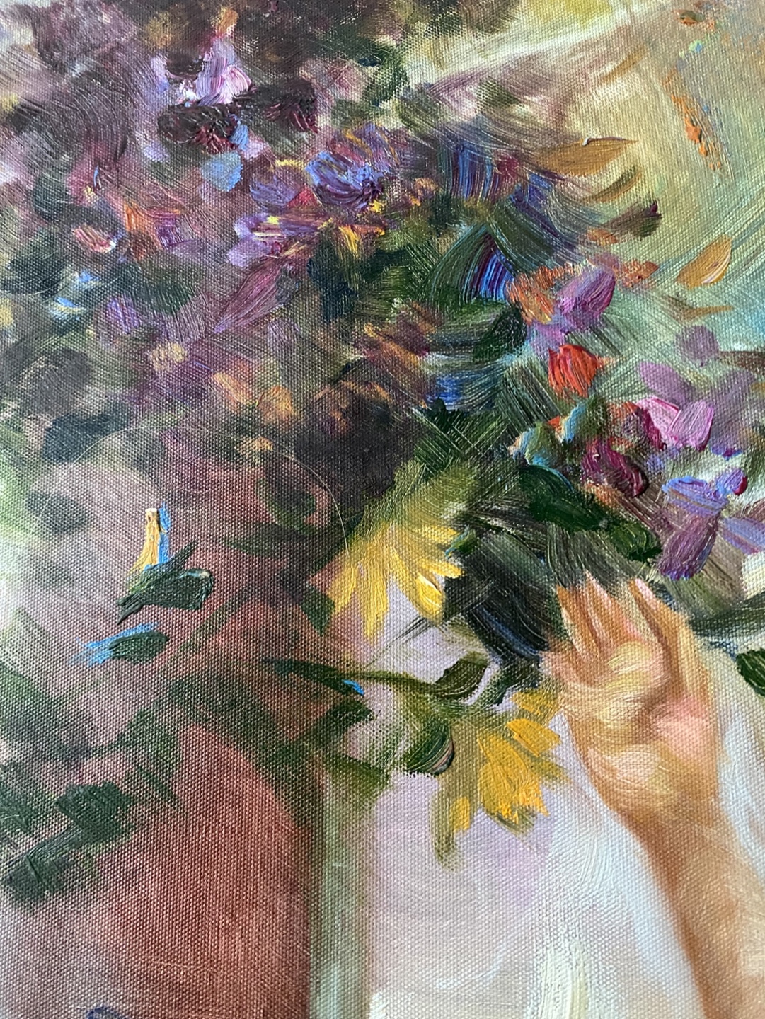 Original Oil Painting on Canvas - Reclining Nude with Flowers - photo 2