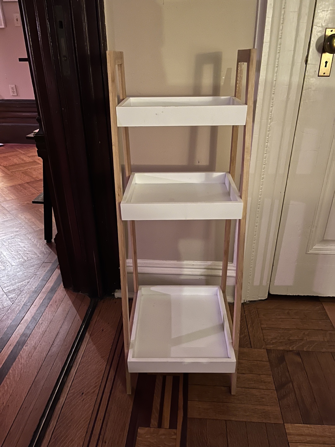 3-Tier White & Bamboo Shelf / Stand - photo 2