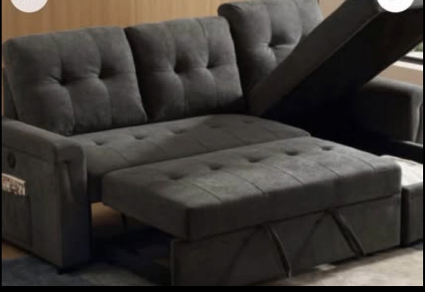 Grey Sectional Sofa with Pull-Out Sleeper