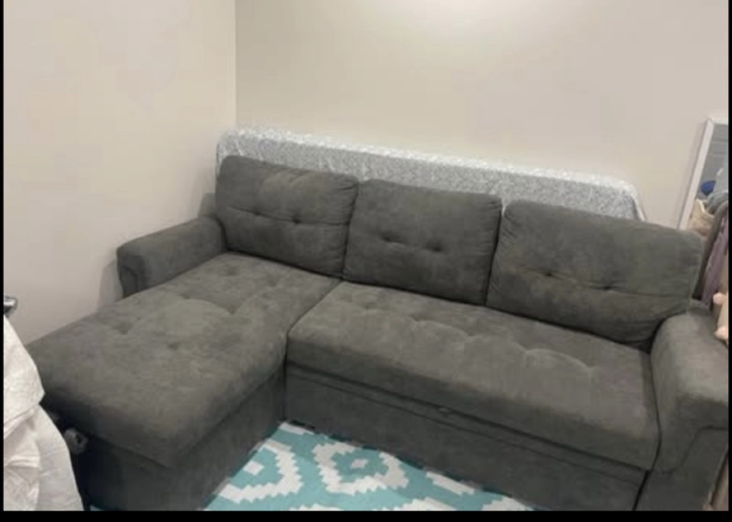 Grey Sectional Sofa with Pull-Out Sleeper - photo 3