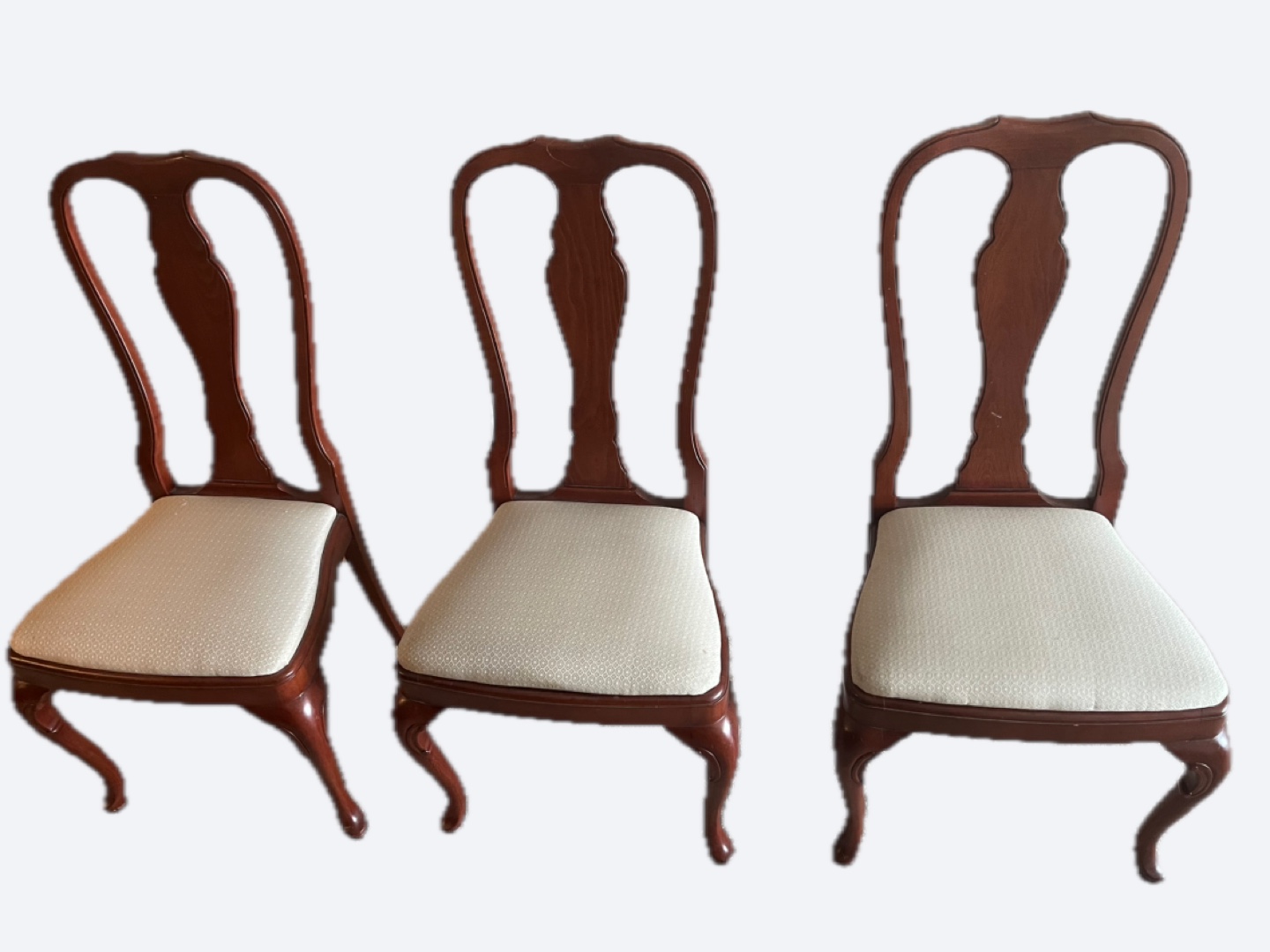 Set of six wooden dining chairs