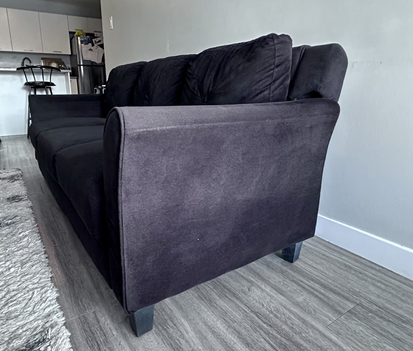 3 Seater Black Velvet Sofa - photo 2
