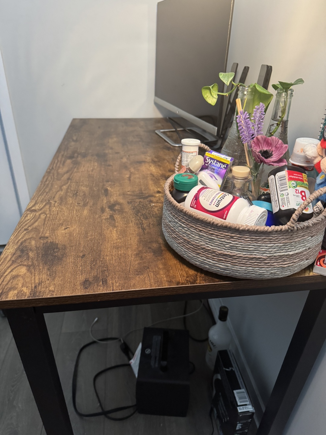Brown Wood-Look Computer Desk with Metal Frame - photo 3
