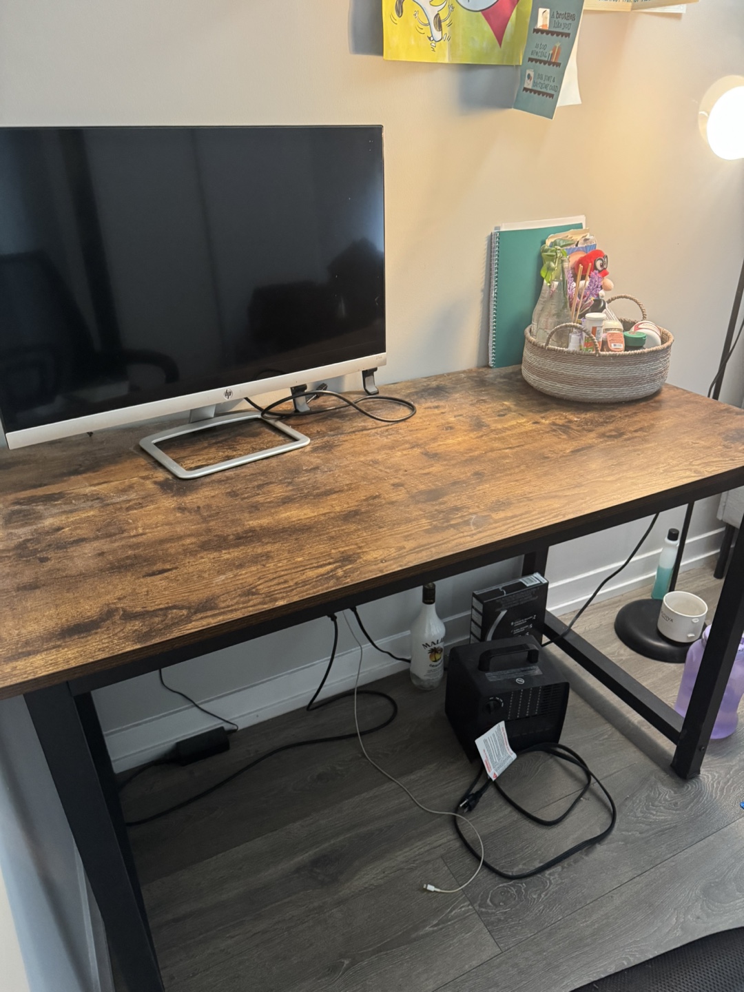 Brown Wood-Look Computer Desk with Metal Frame - photo 4