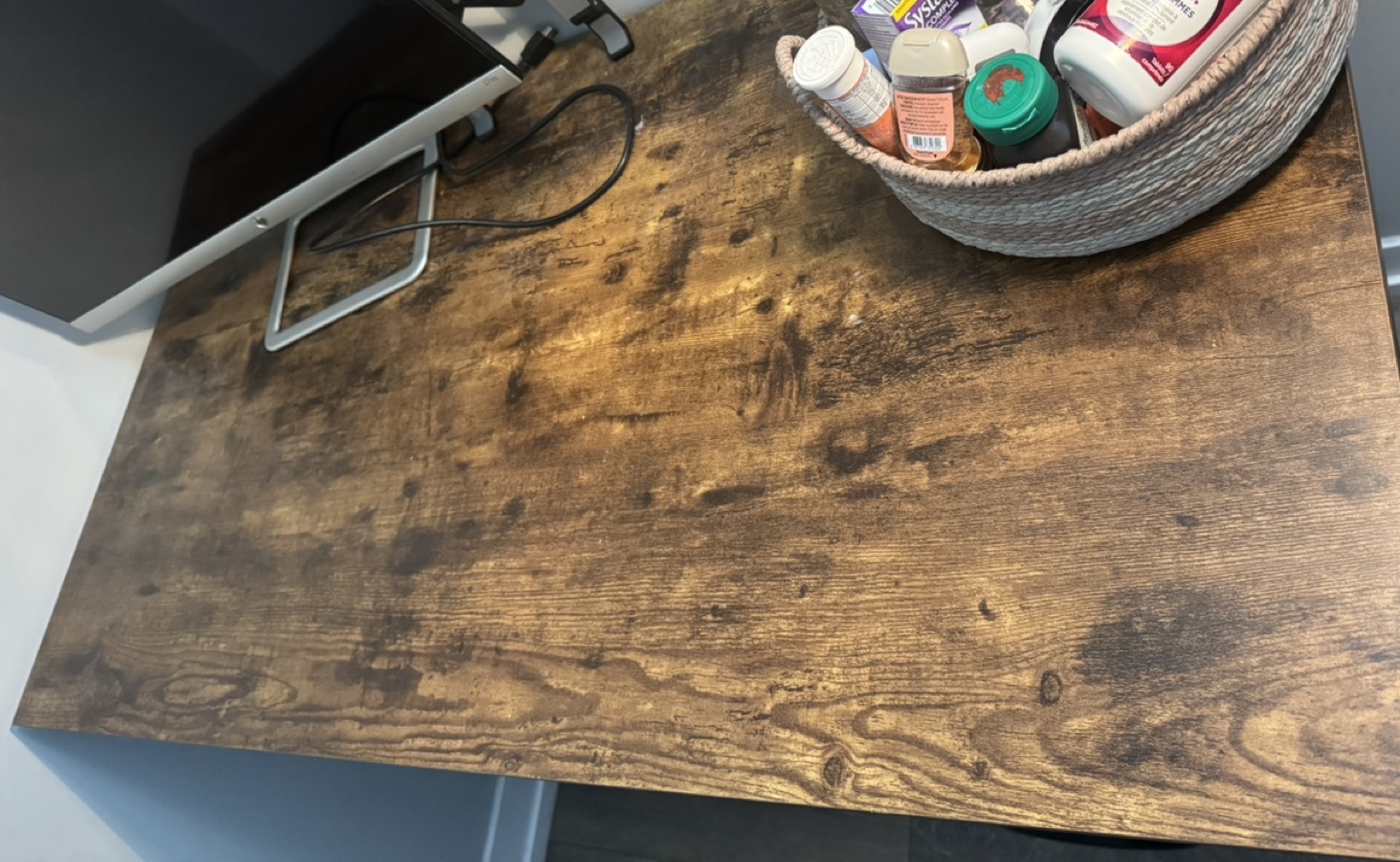 Brown Wood-Look Computer Desk with Metal Frame