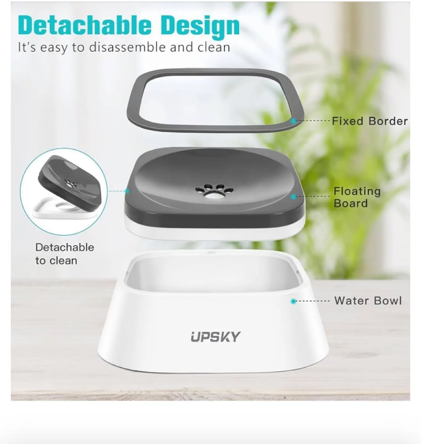 Slow Water Bowl - Anti-Spill, Detachable, Non-Skidding image indicator(3)