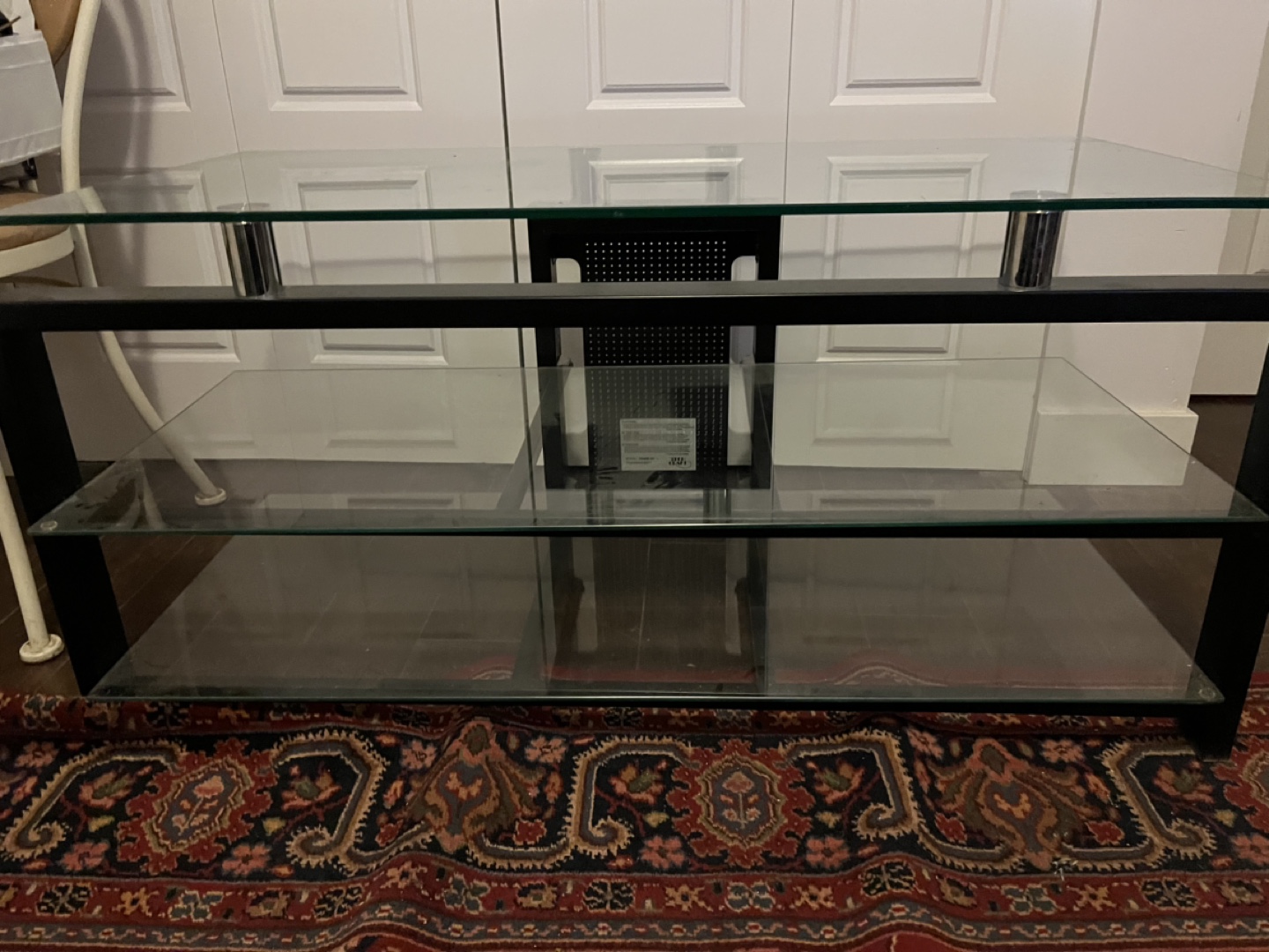 Glass TV Stand with Black Frame
