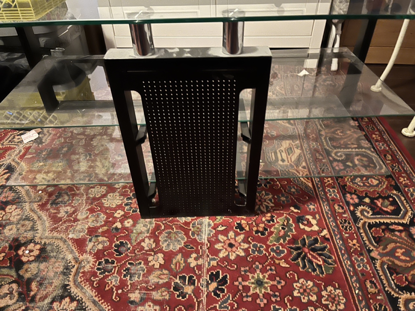 Glass TV Stand with Black Frame - photo 2
