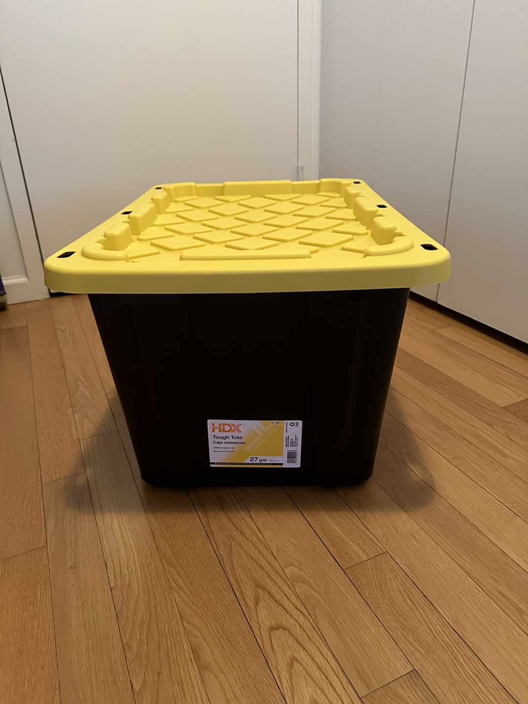 HDX 27 Gallon Tough Tote Storage Bin - Yellow or Red Lid