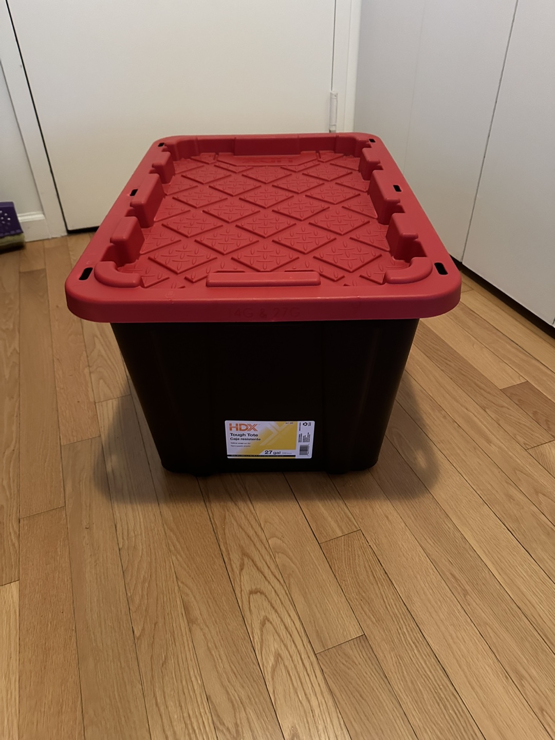 HDX 27 Gallon Tough Tote Storage Bin - Yellow or Red Lid - photo 2