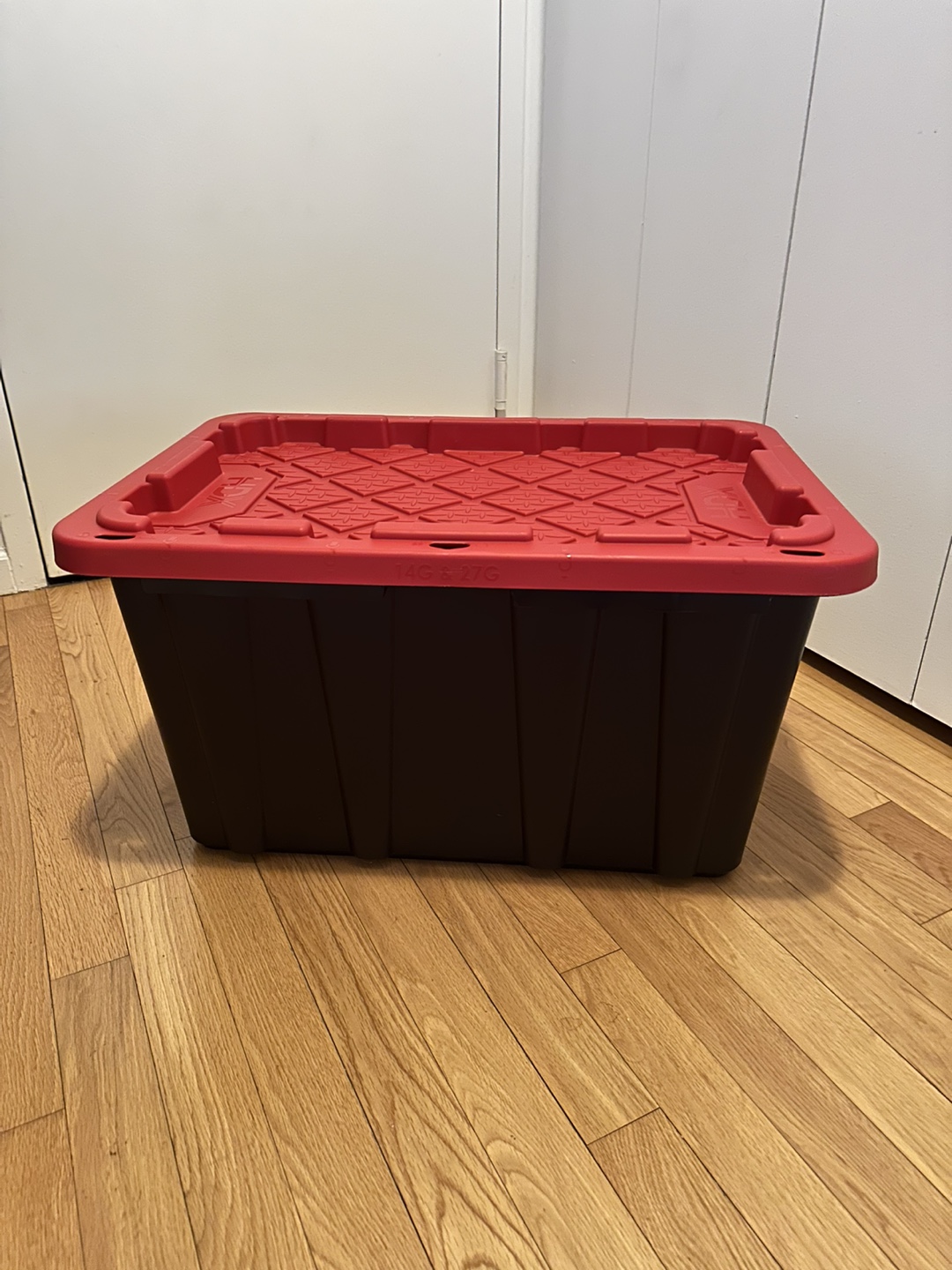 HDX 27 Gallon Tough Tote Storage Bin - Yellow or Red Lid - photo 5
