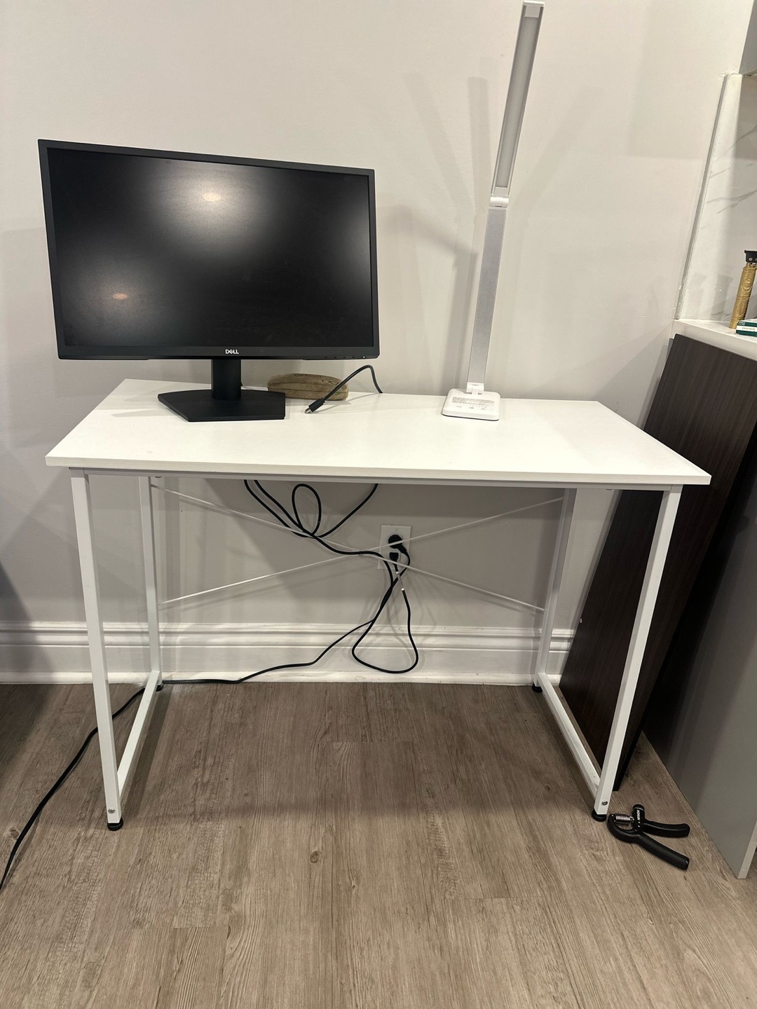 White Computer Desk and Black Mesh Office Chair - photo 5