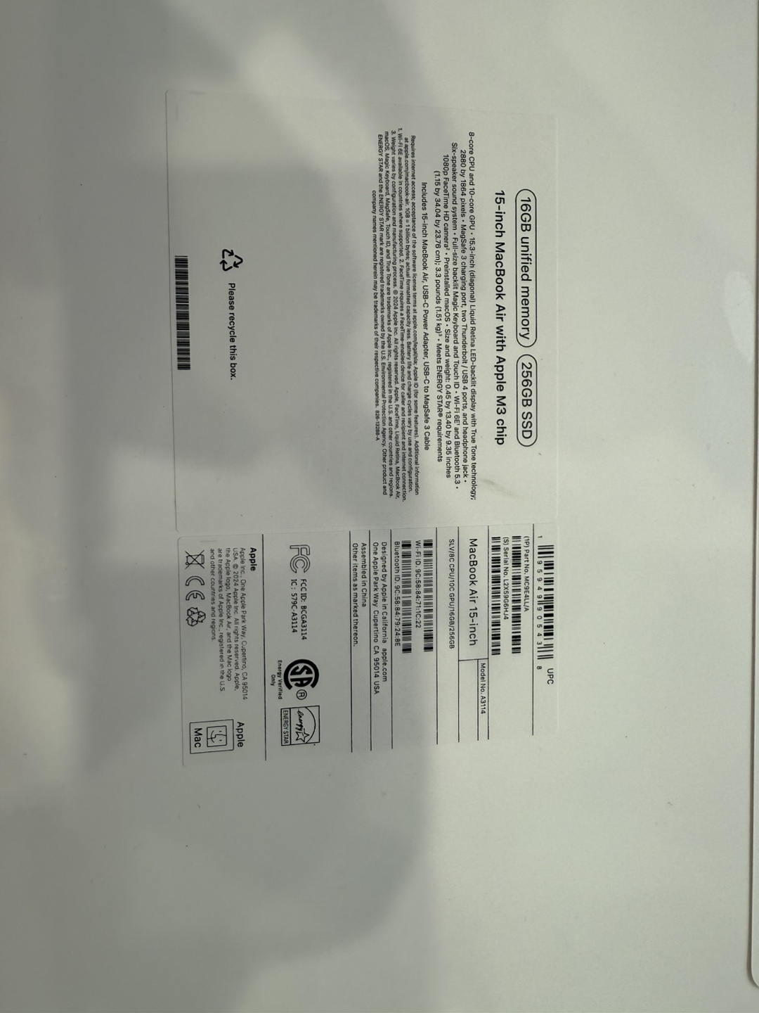 New 15-inch MacBook Air with M2 Chip - 256GB SSD, 8GB RAM