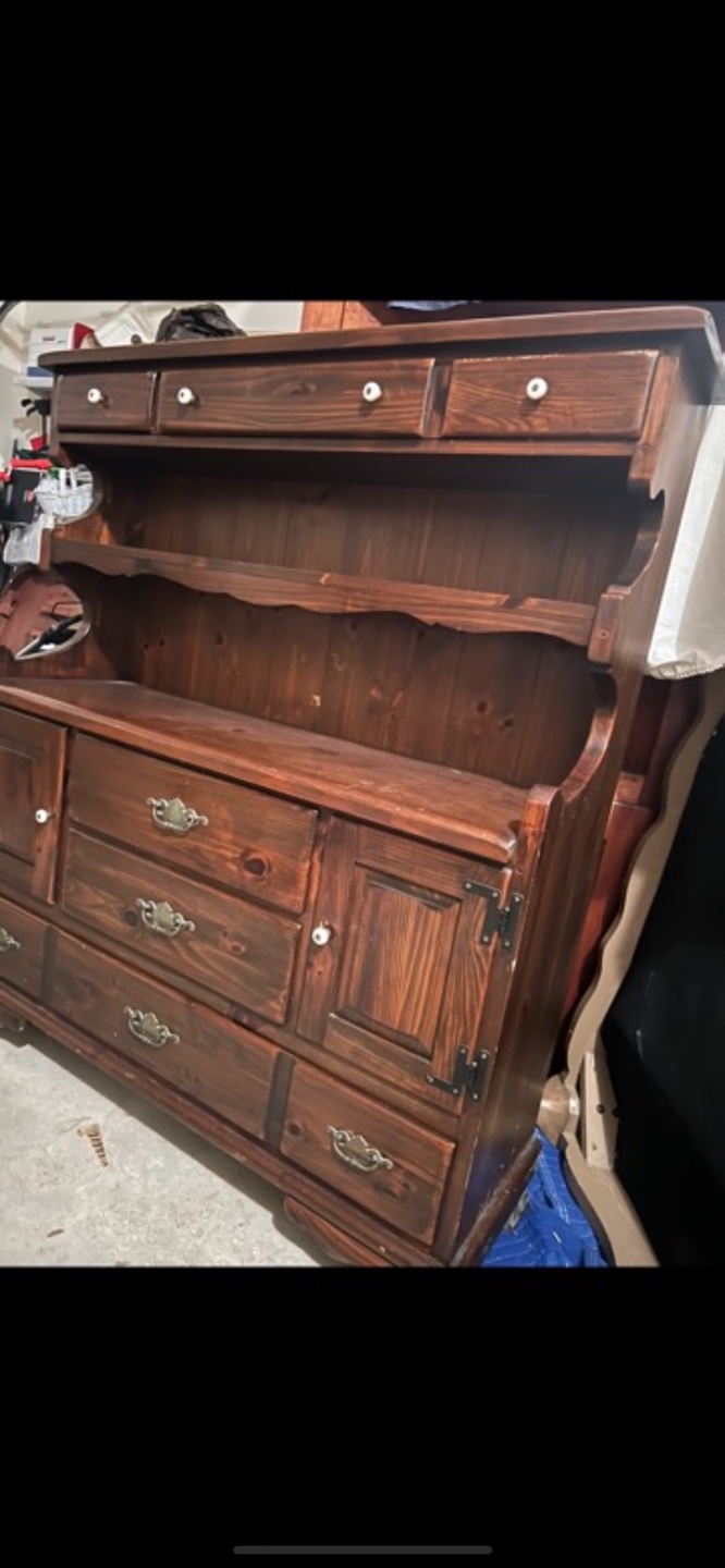 Vintage Wood Hutch Buffet Server