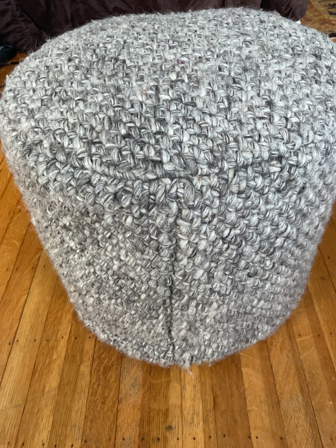 Grey Knit Pouf Ottoman - photo 2