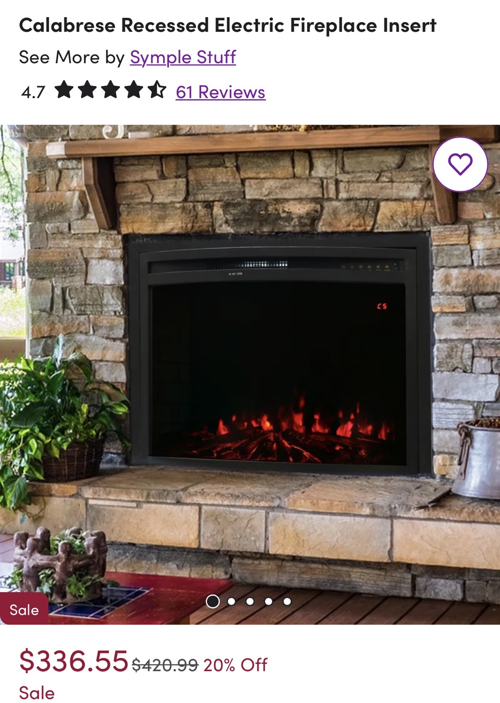 18" Calabrese Recessed Electric Fireplace Insert - photo 3