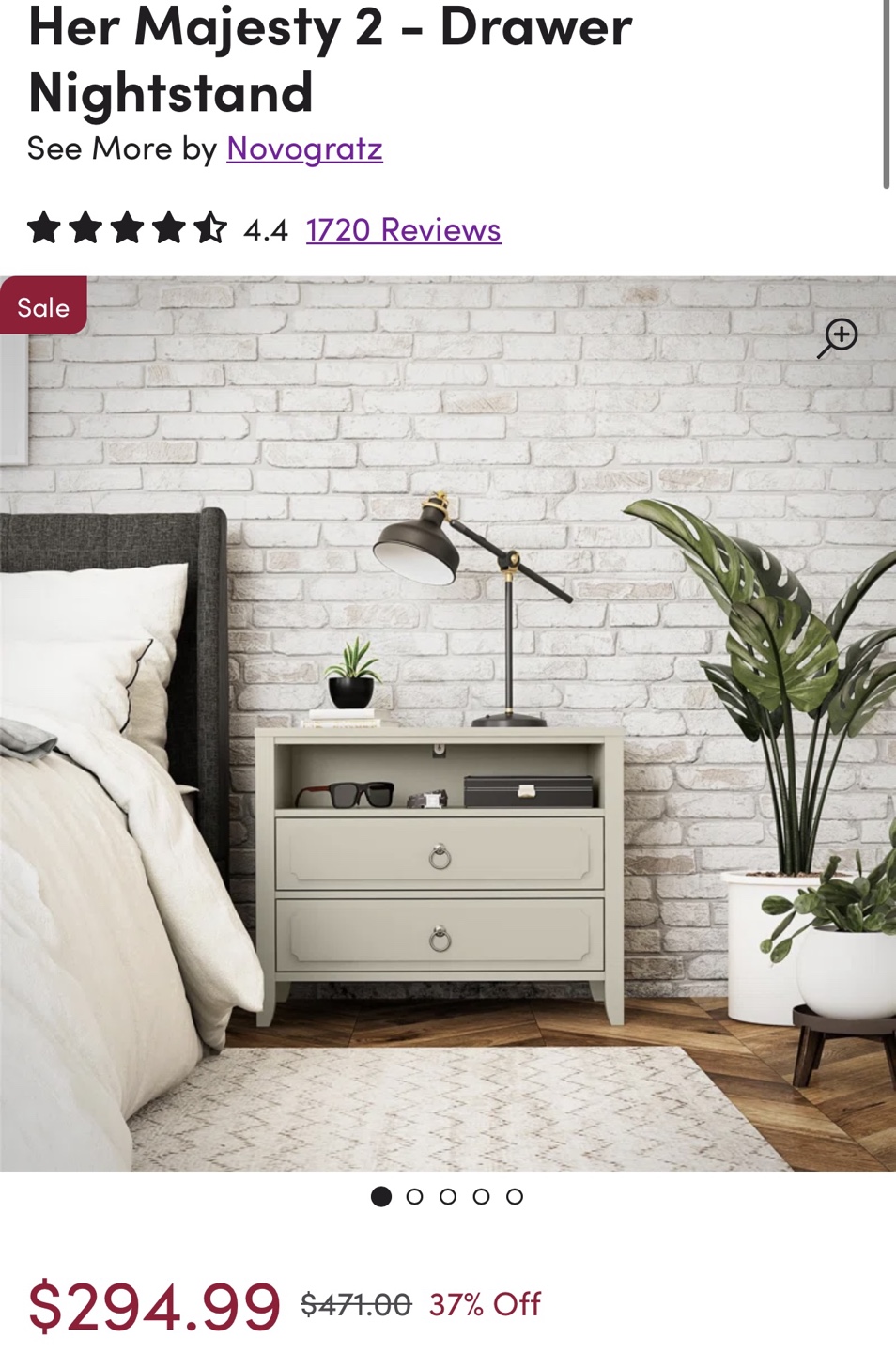 Jeffereson Her Majesty 2-Drawer Nightstand - photo 3