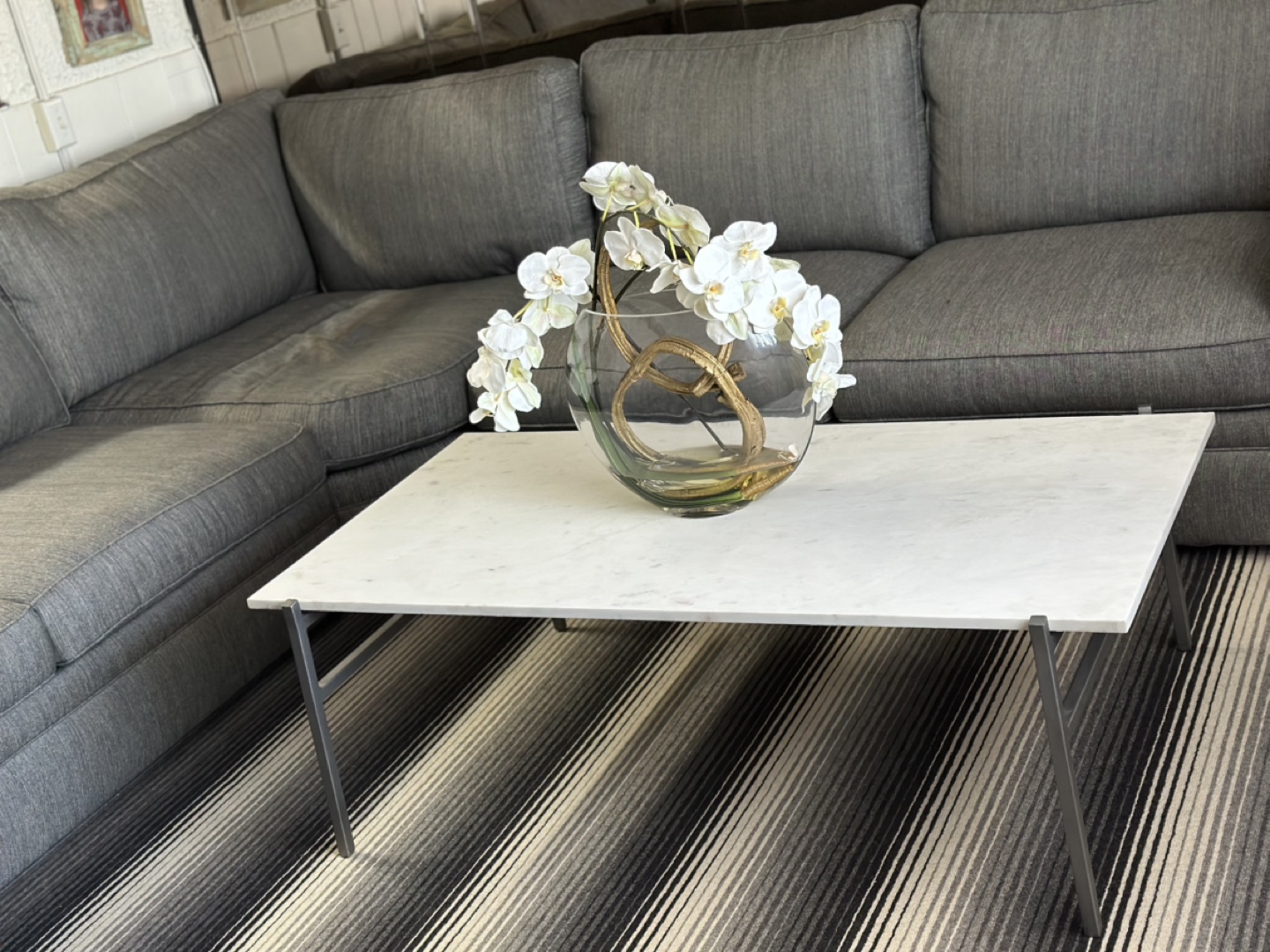 Modern Marble Top Coffee Table with Metal Legs - photo 4