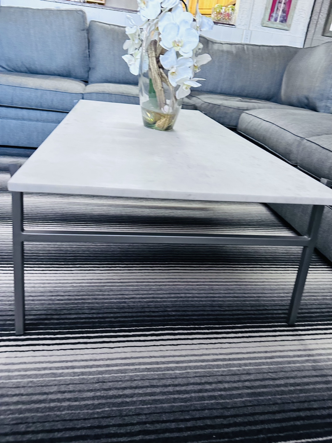 Modern Marble Top Coffee Table with Metal Legs - photo 3