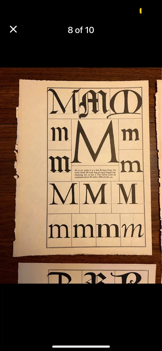 Initial  typography B X O Y M D I Q U V  9x12 inch antique art image indicator(5)