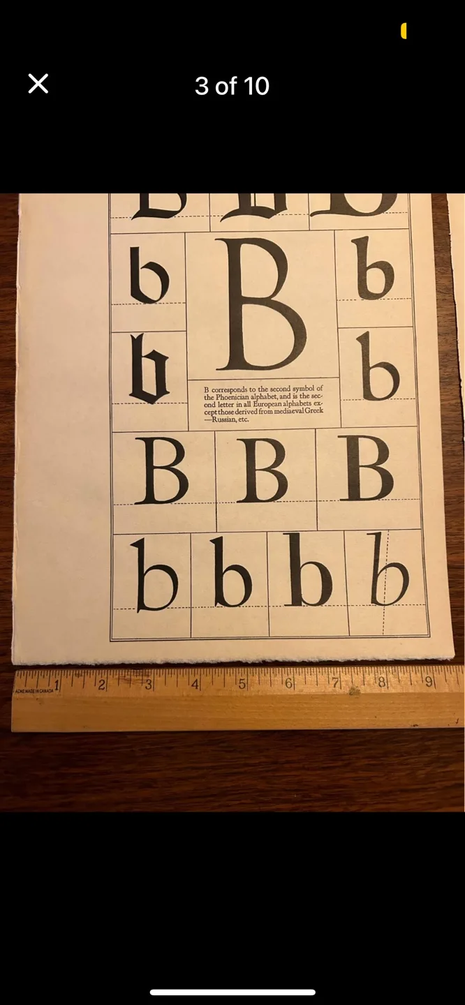 Initial  typography B X O Y M D I Q U V  9x12 inch antique art image indicator(2)