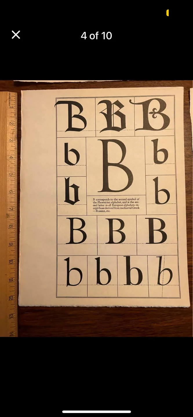 Initial  typography B X O Y M D I Q U V  9x12 inch antique art image indicator(3)