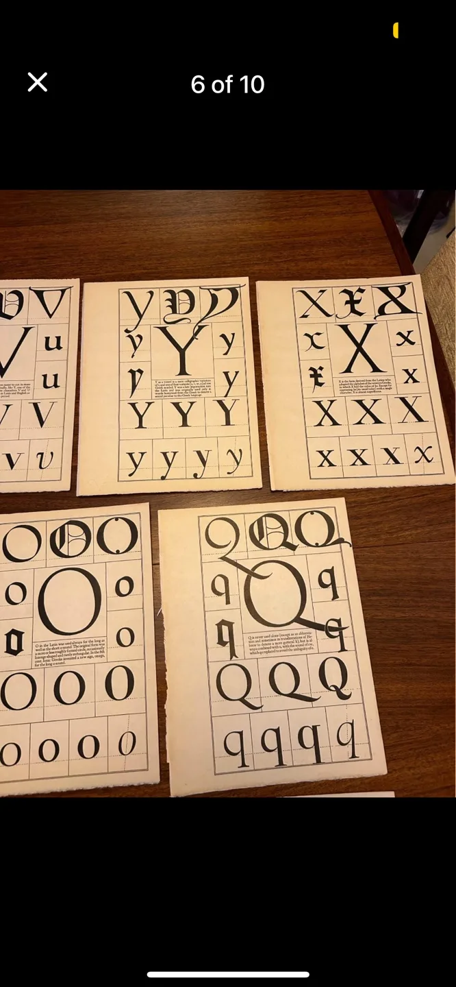 Initial  typography B X O Y M D I Q U V  9x12 inch antique art image indicator(7)