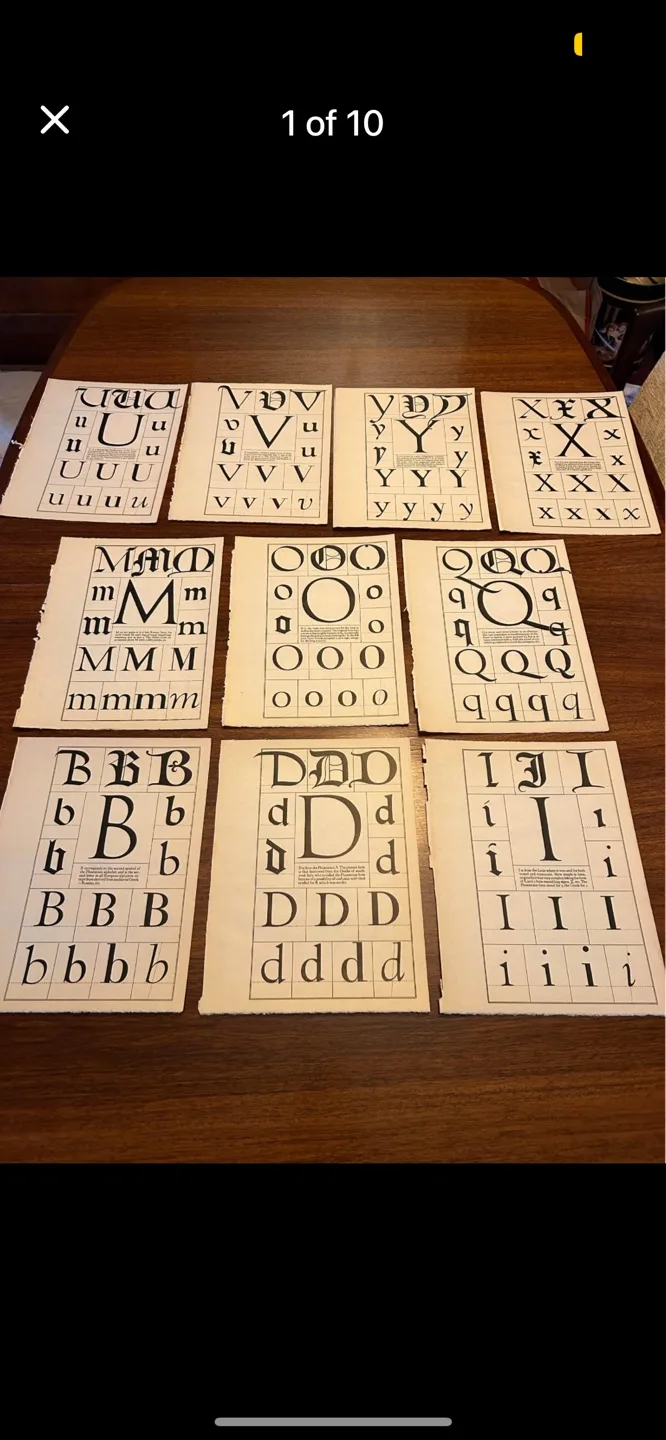 Initial  typography B X O Y M D I Q U V  9x12 inch antique art image indicator(8)