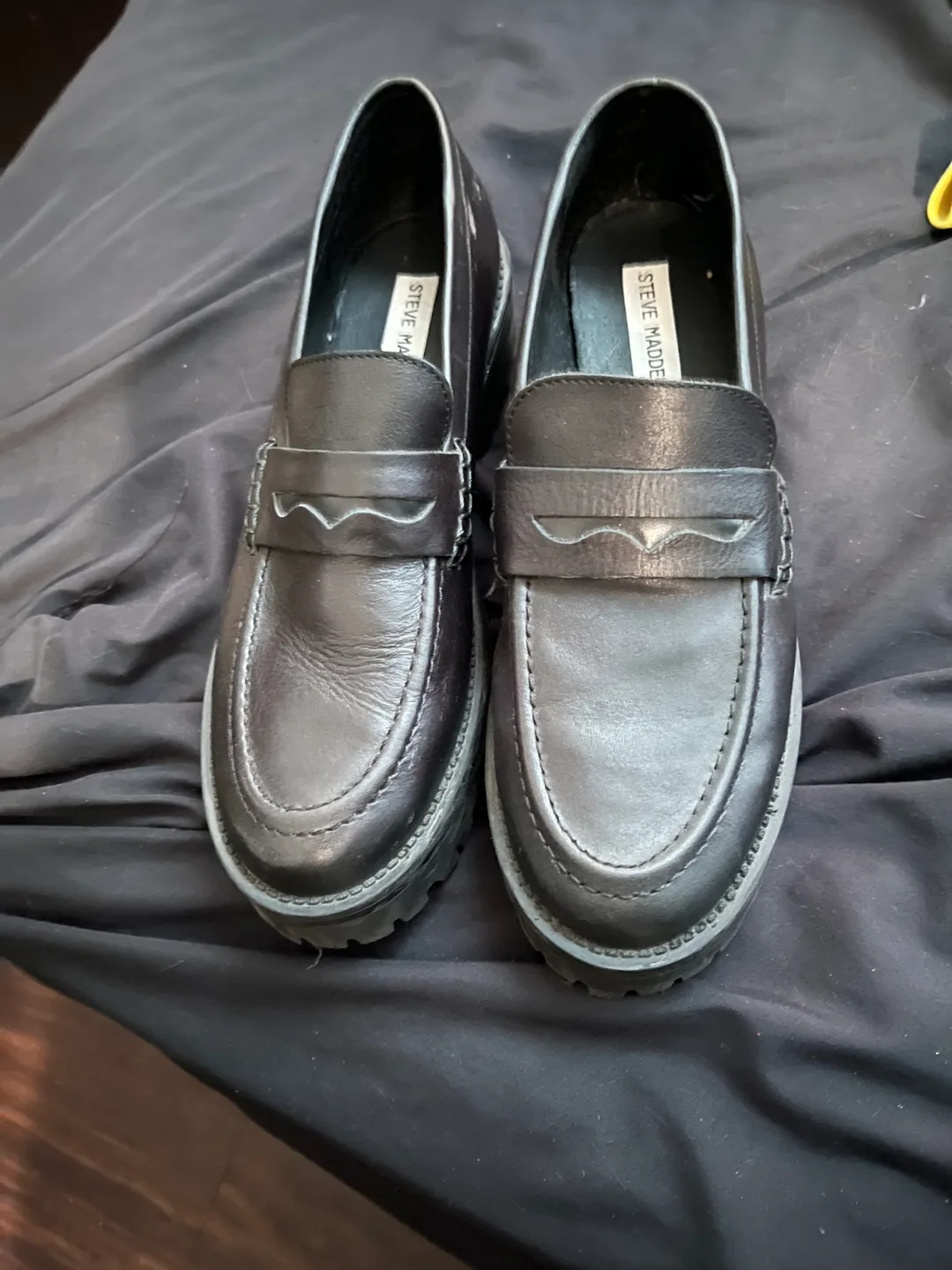 Steve Madden Black Leather Loafers thumbnail