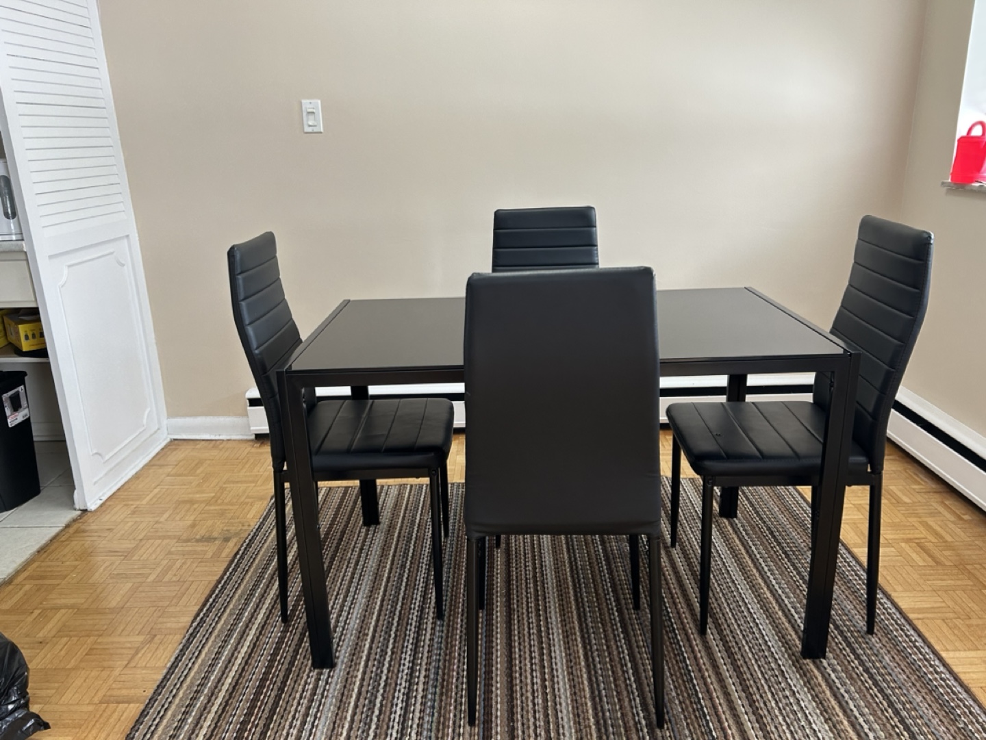 Black Glass Dining Table Set with 4 Chairs - photo 3