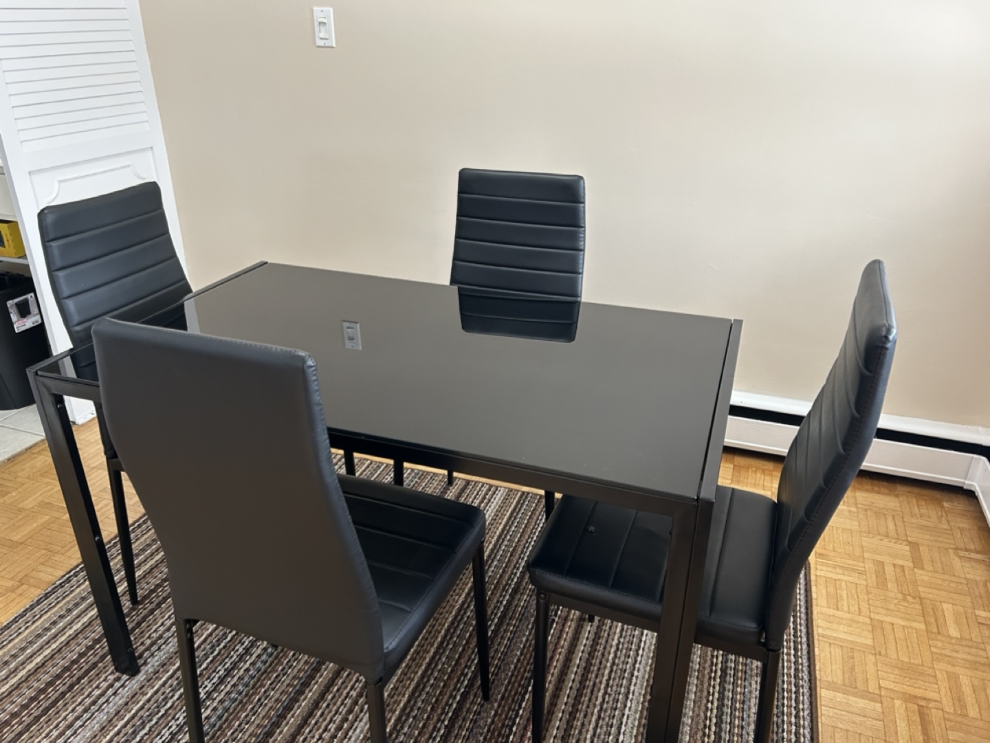 Black Glass Dining Table Set with 4 Chairs - photo 2