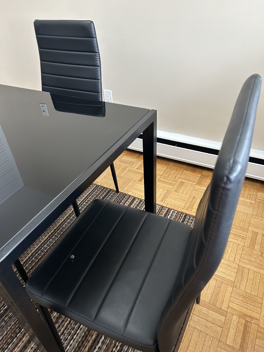 Black Glass Dining Table Set with 4 Chairs - photo 4