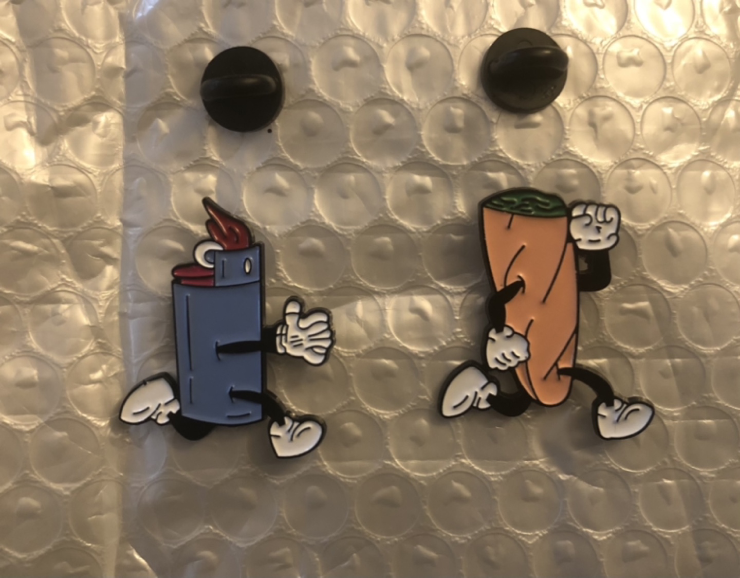 Funny Cartoon Lighter and Joint Enamel Pins