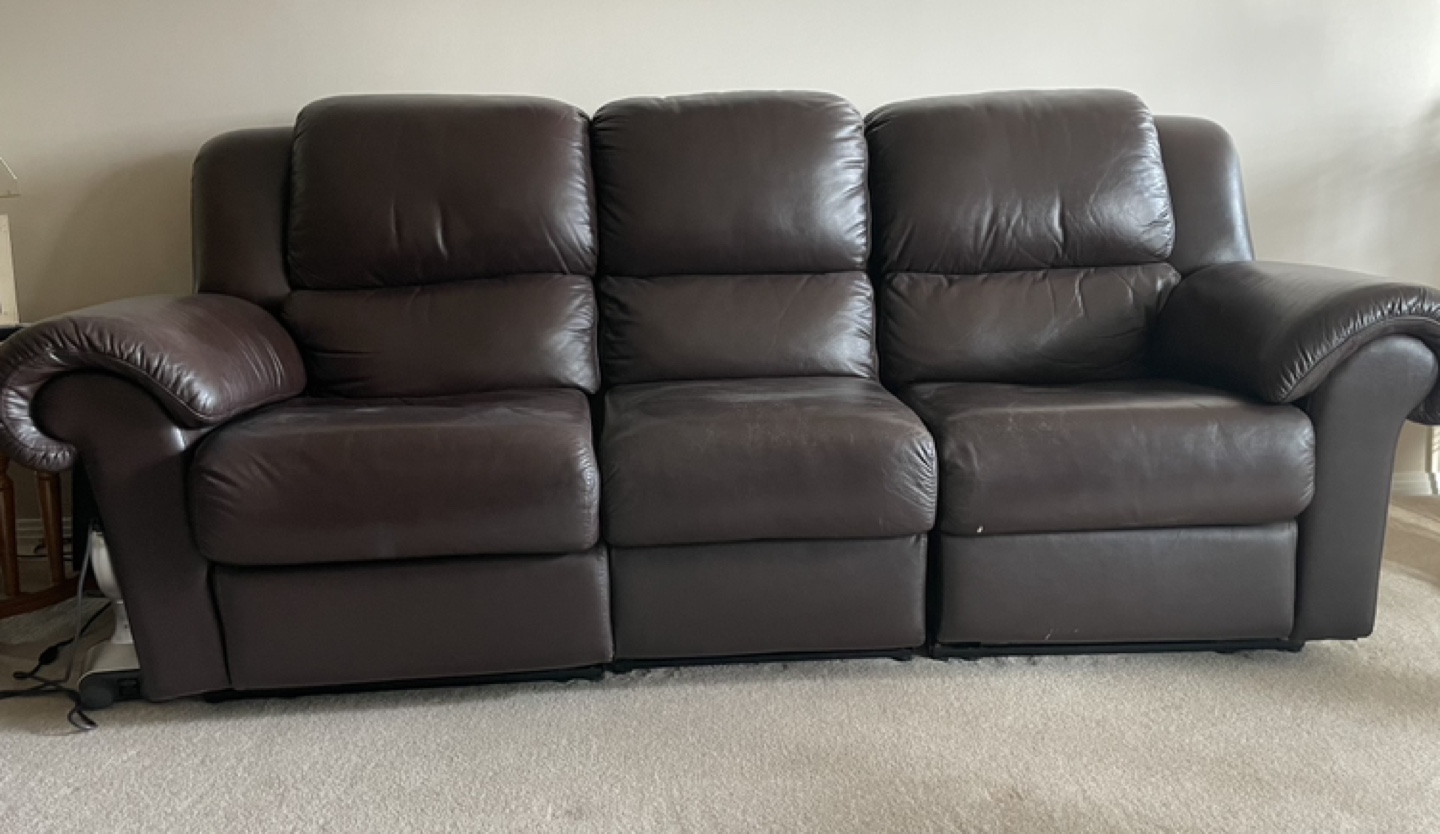 Reclining Leather Furniture Set - Sofa, Loveseat, and Recliner - photo 3