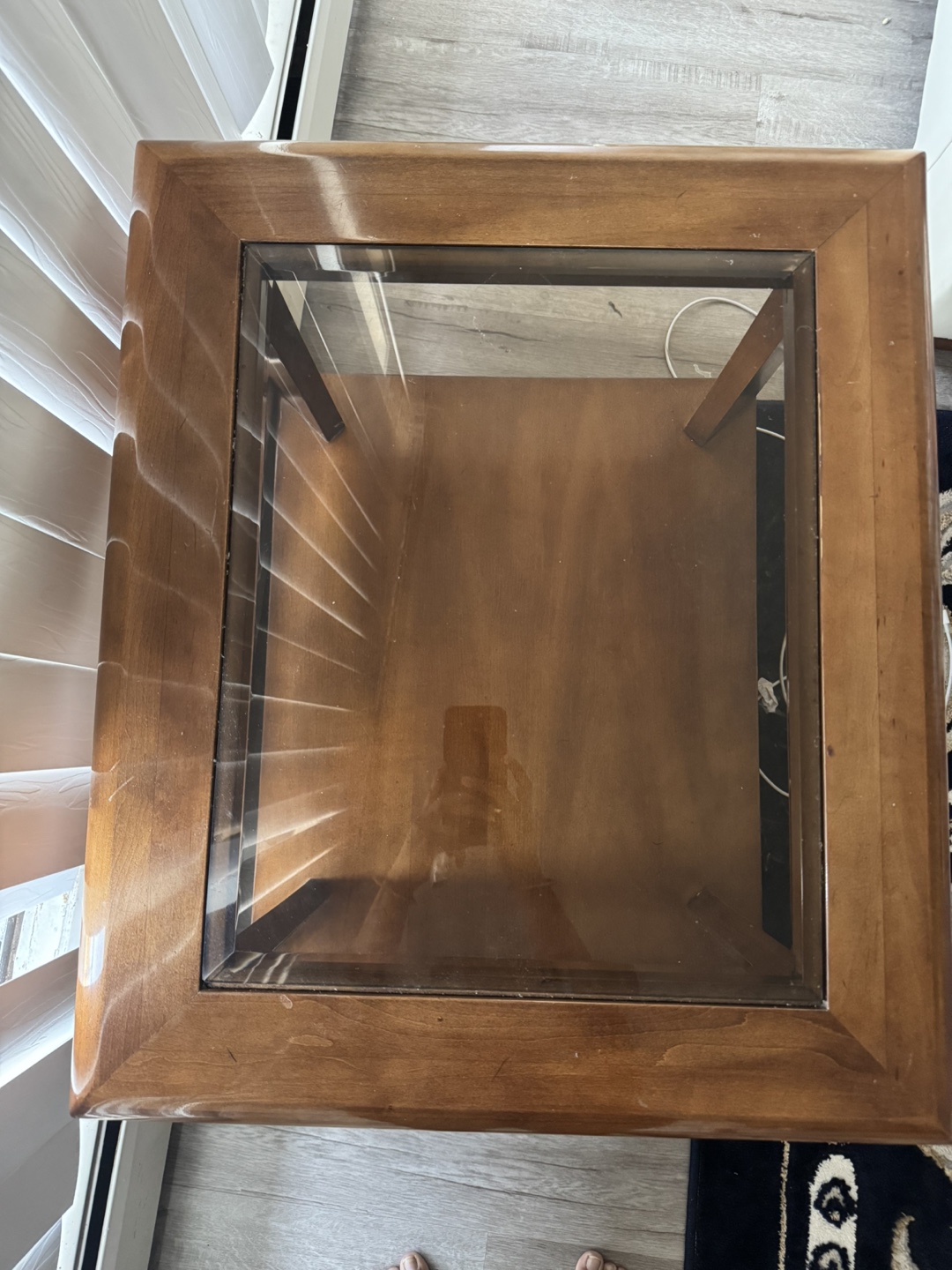 Wooden End Table with Glass Top - photo 3