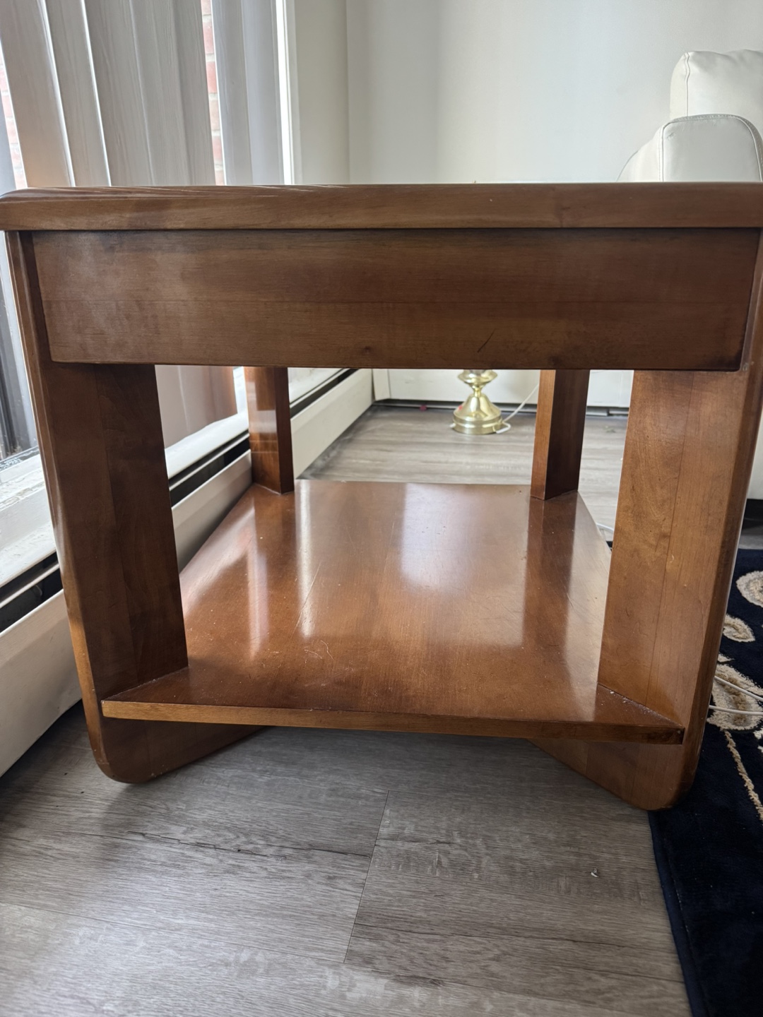 Wooden End Table with Glass Top - photo 2