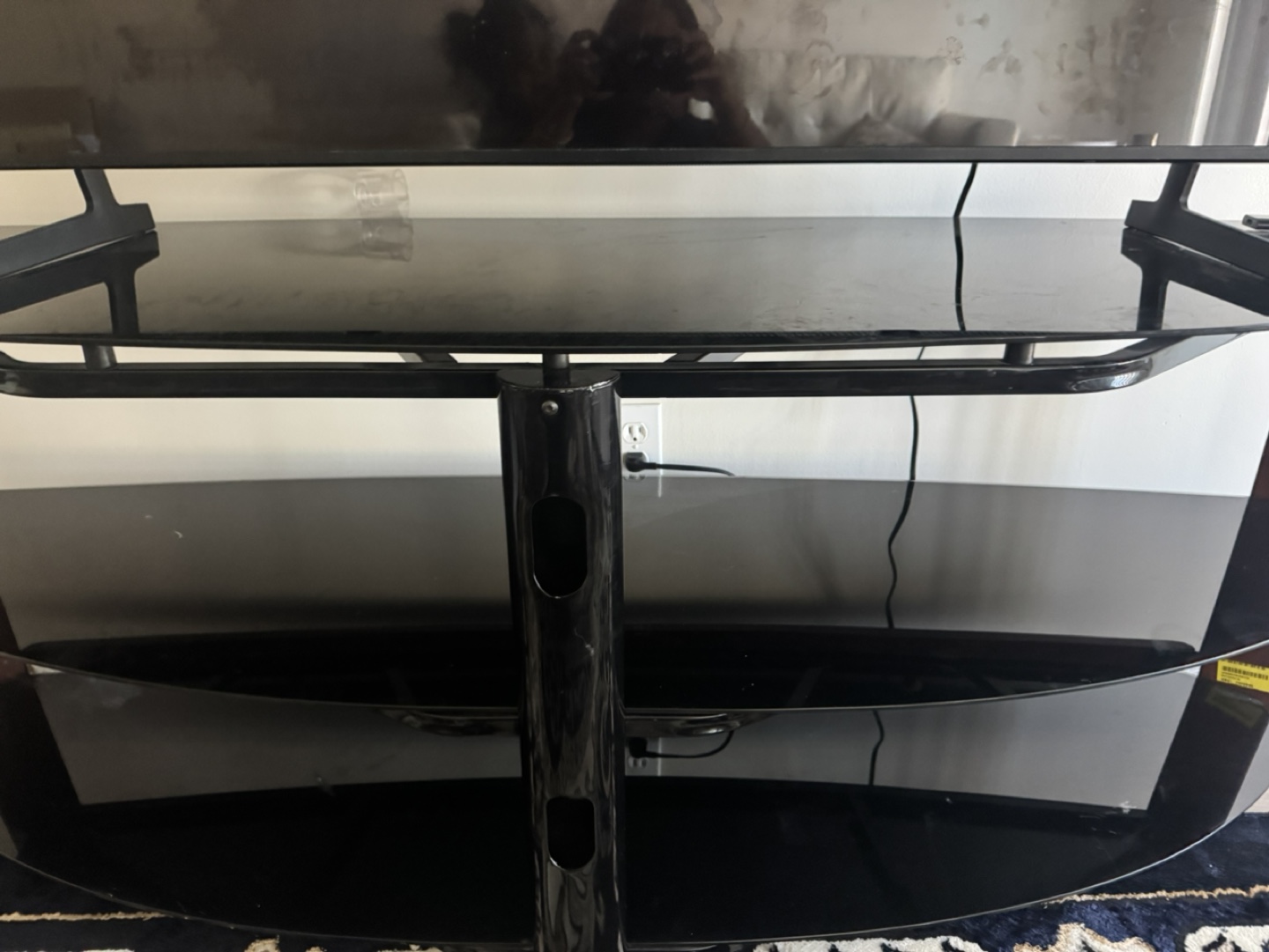 Black Glass TV Stand with Curved Shelves - photo 5