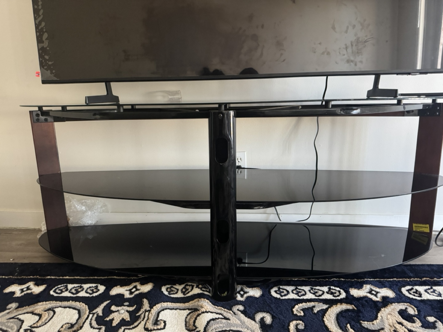 Black Glass TV Stand with Curved Shelves - photo 3