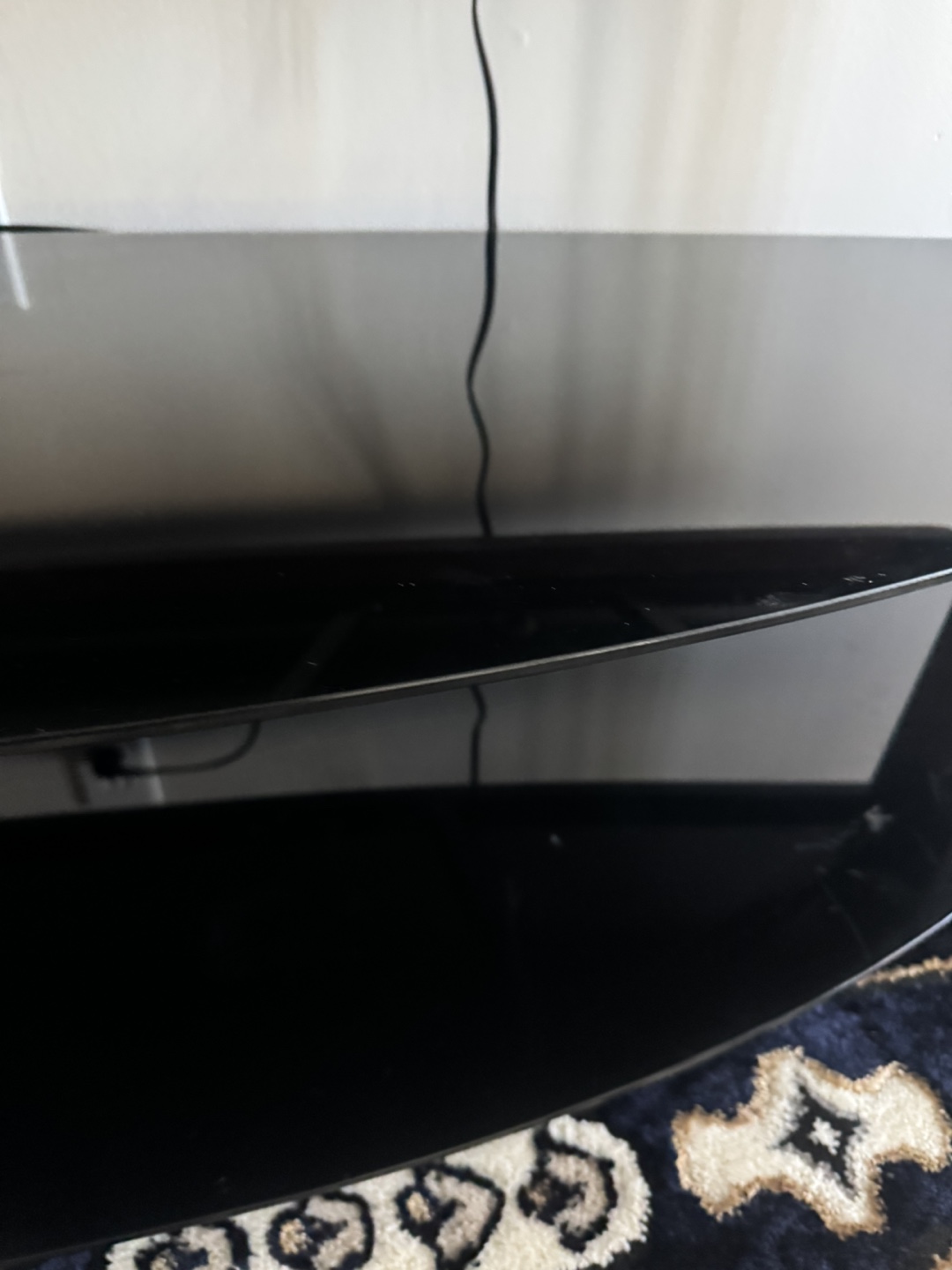 Black Glass TV Stand with Curved Shelves - photo 2
