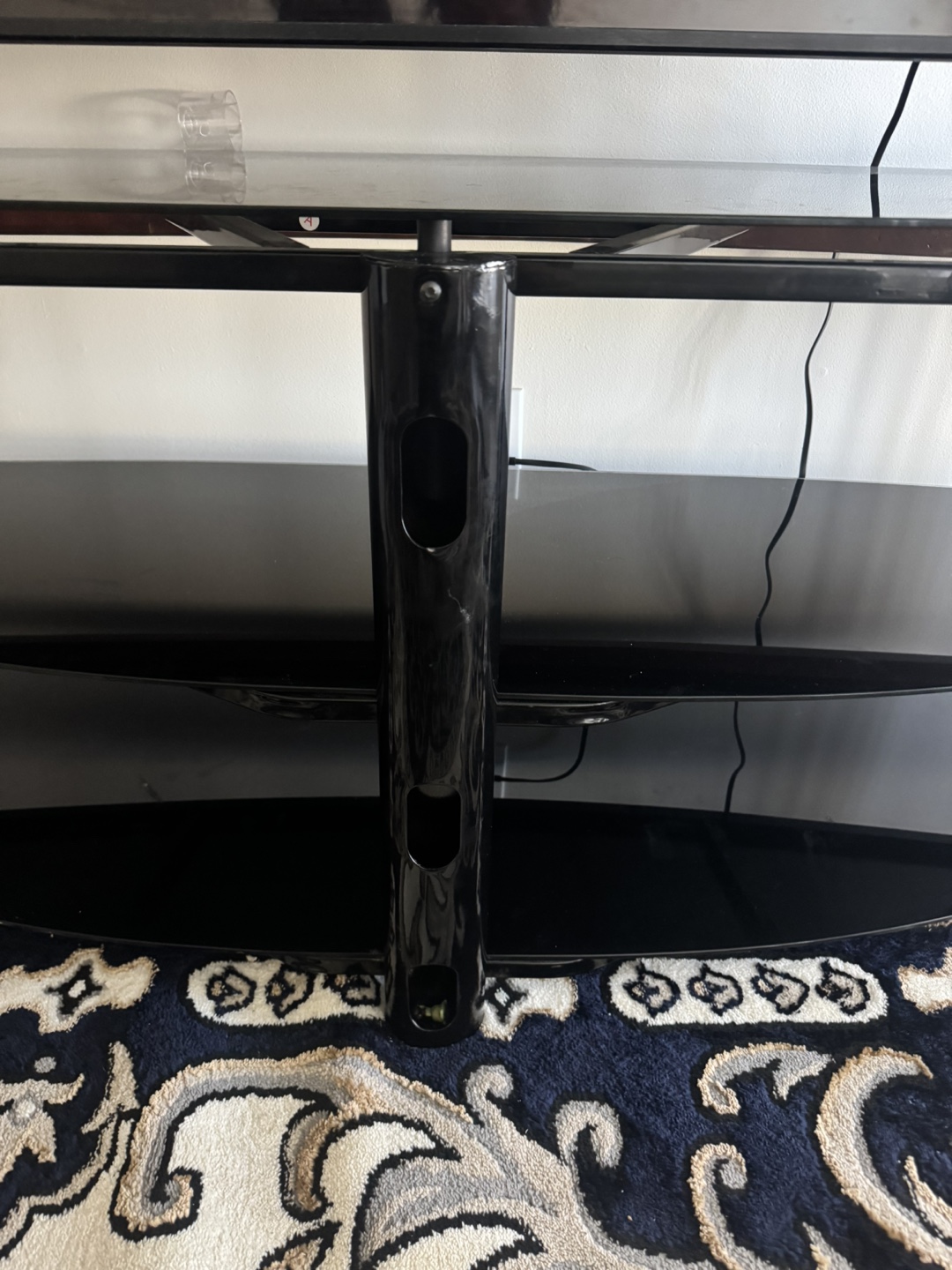 Black Glass TV Stand with Curved Shelves - photo 4