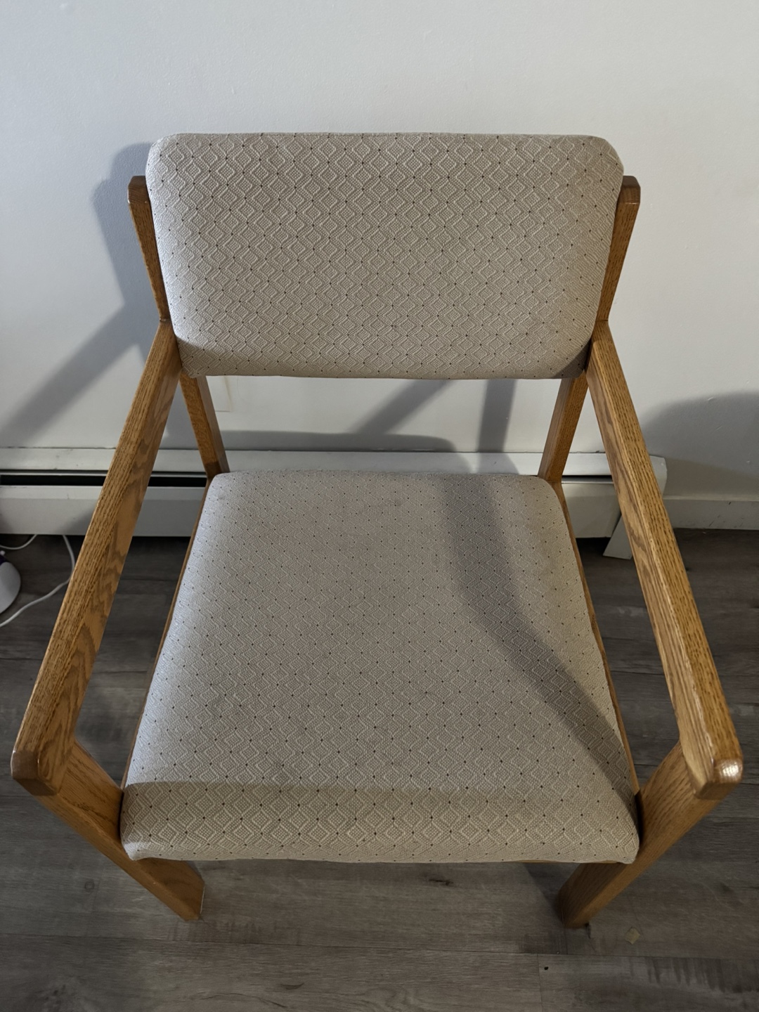 Oak Armchair with Beige Upholstery - photo 3