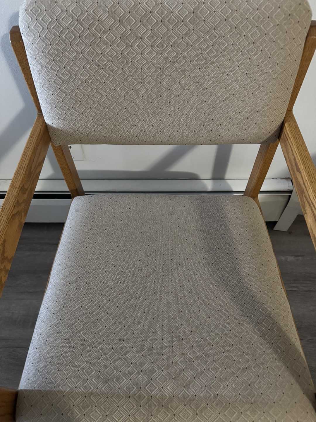 Oak Armchair with Beige Upholstery