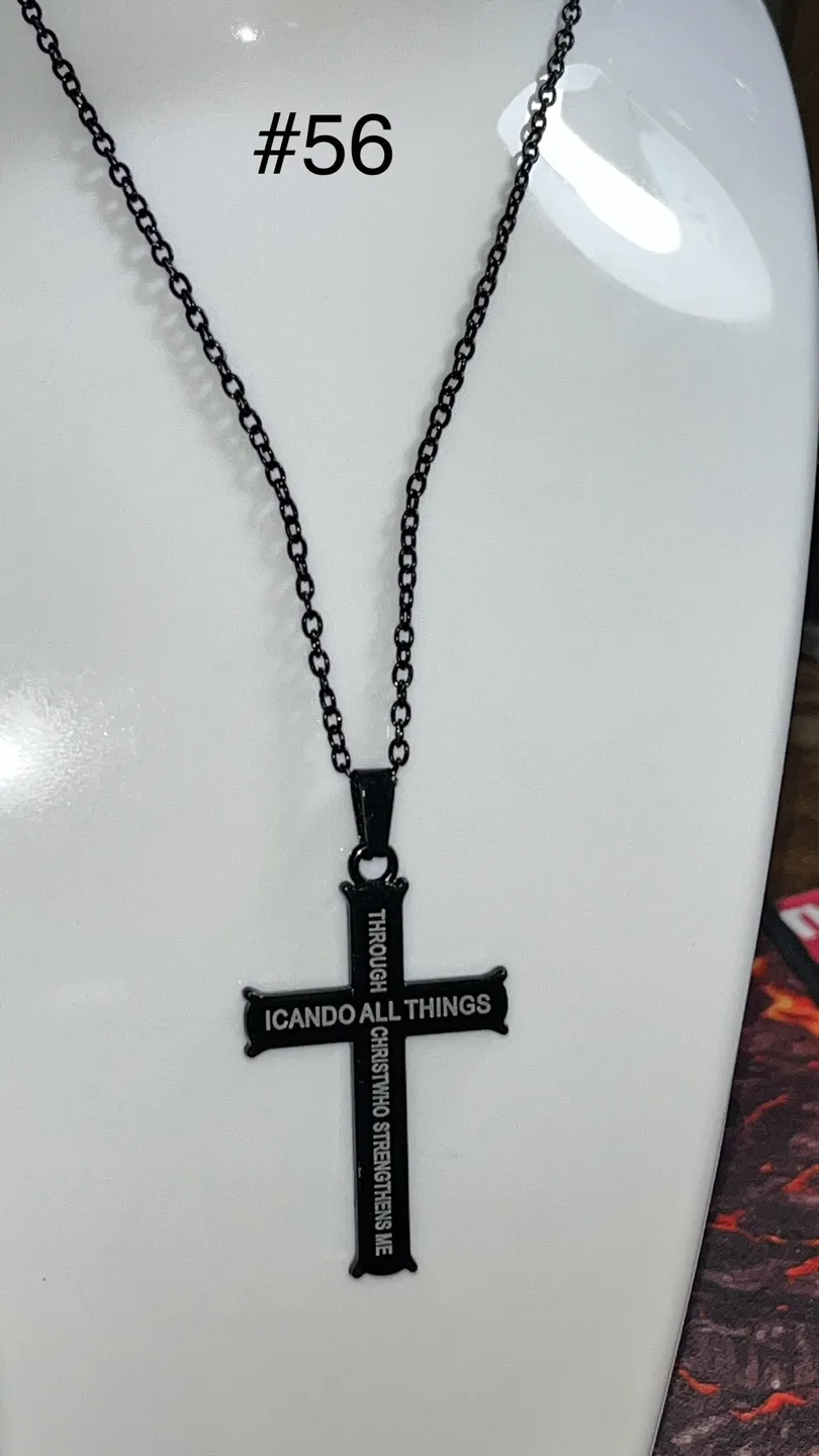 #freecycle Black Cross Necklace Philippians 4:13 thumbnail