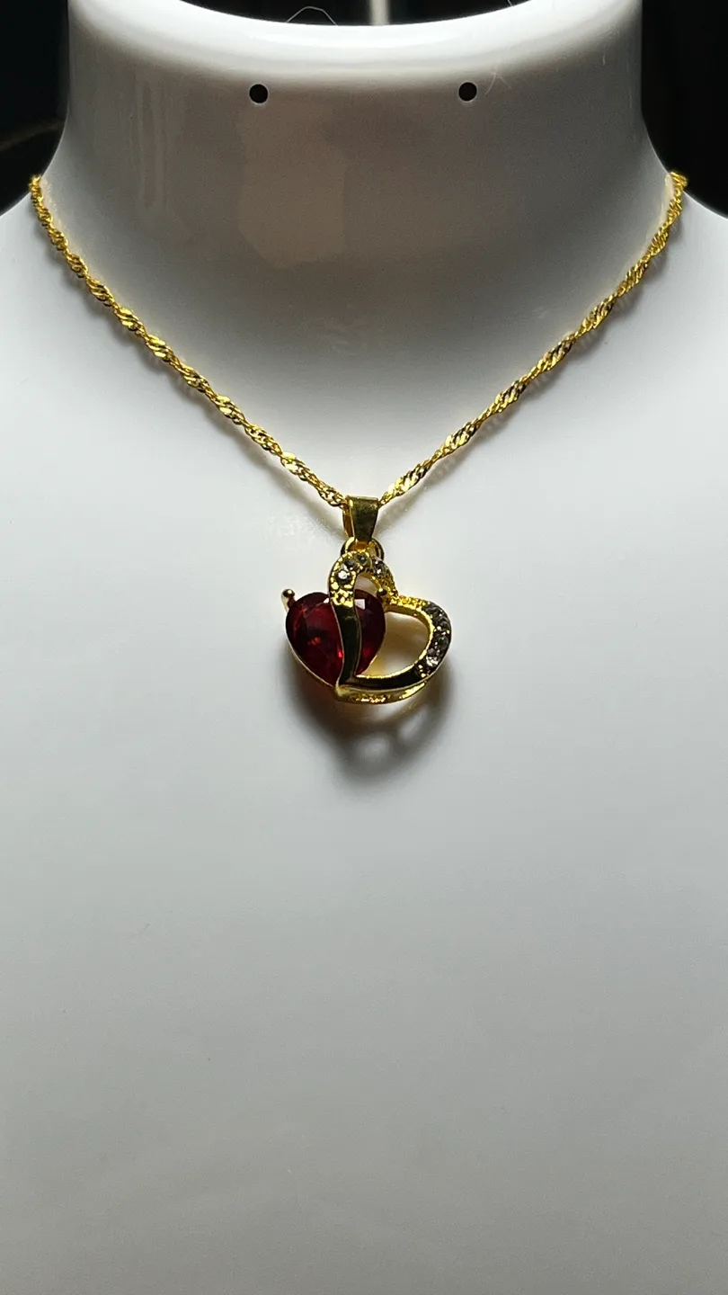 #freecycle Gold Tone Double Heart Pendant Necklace image indicator(2)